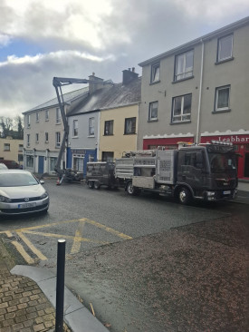 Power washing of walls and roofs of shop fronts, commercial buildings and apartments in Manor Hamilton, Count Leitrim by PJ Cleaning Services, Sligo, Ireland Power washing of walls and roofs of shop fronts, commercial buildings and apartments in Manor Hamilton, Count Leitrim by PJ Cleaning Services, Sligo, Ireland