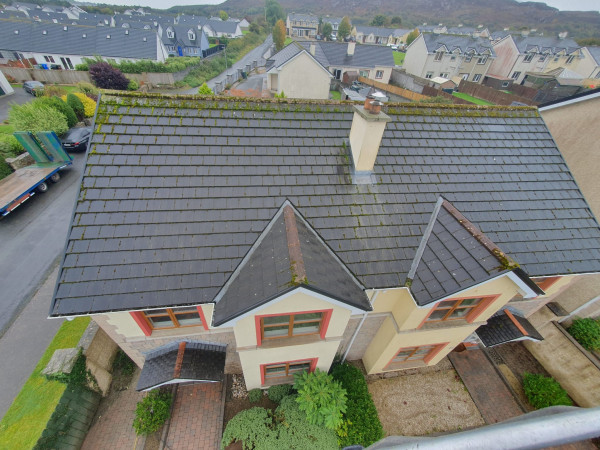 Before Roof cleaning of a modern home in County Sligo by PJ Cleaning Services, Ireland